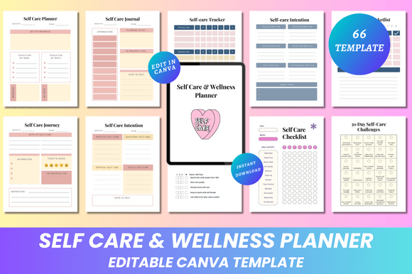 Download Self Care &amp; Wellness Planner Canva KDP - Kdp Collection