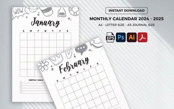 Download 12 Month Calendar Pages, TOS_317 - Premium Resources