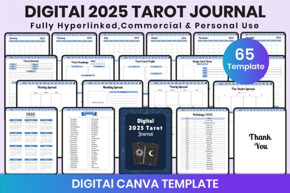 Download Digital 2025 Tarot Journal for Canva KDP - Kdp Collection