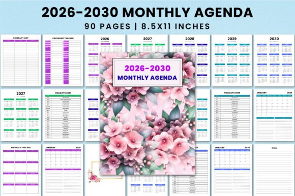 Download 5 Year Monthly Agenda (2026–2030) KDP - Kdp Collection