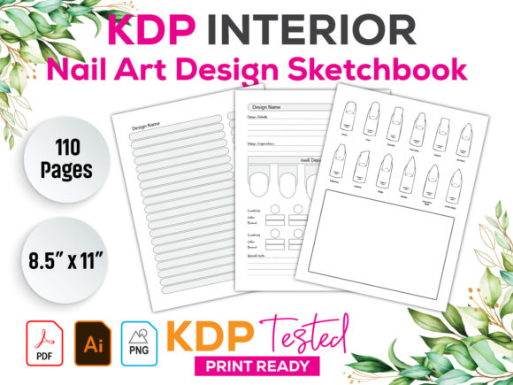 Download Nail Art Design Sketchbook KDP Interior - Kdp Collection