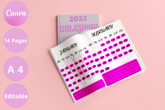 Download Best Calendar 2023 Canva Flower Template - Premium Resources