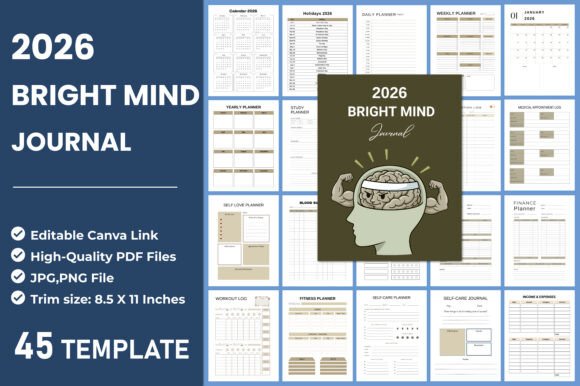 Download 2026 Bright Mind Journal KDP Interior - Kdp Collection