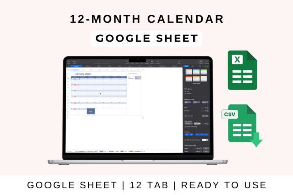 Download 12-Month Calendar Template - Premium Bundle