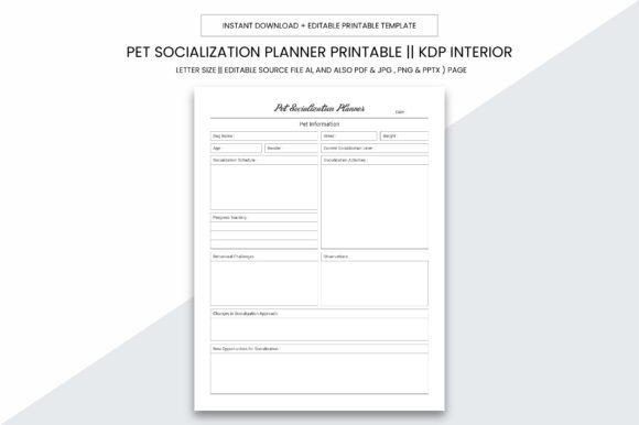 Download Pet Socialization Planner Kdp Interior - Kdp Collection