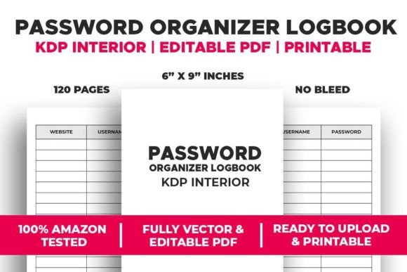 Download Password Organizer Logbook KDP Interior - Kdp Collection