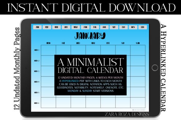 Download Sky Blue Digital 12 Month Calendar - 12 month calendar Collection